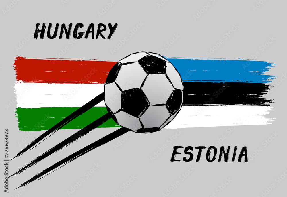 Fototapeta premium Flags of Hungary and Estonia - Icon for football Nations League - Grunge