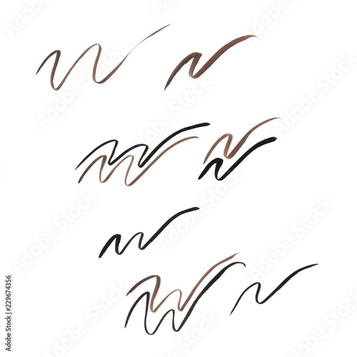 Photo Black and brown color Eye liner stroke on white background