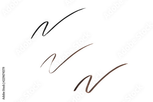 Obraz na plátně Black and brown color Eye liner stroke on white background