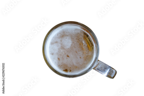 Fresh beer in mug isolated on background