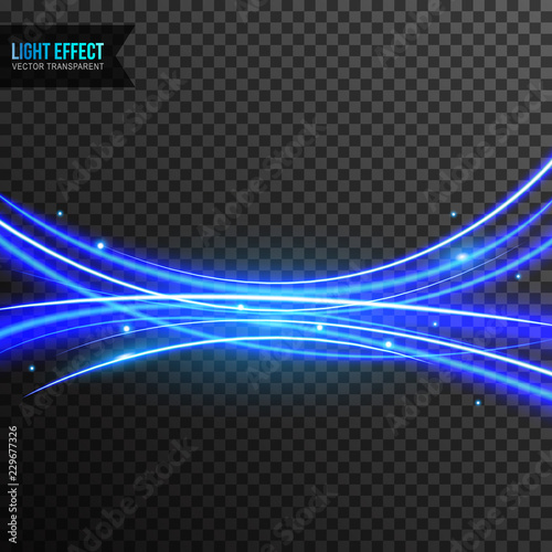 Light Effect vector transparent with line swirl and golden sparkles