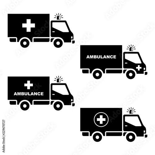 Ambulance car silhouette vector. photo