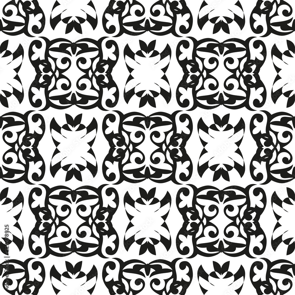Fototapeta premium Pattern, ornament. Background, wallpaper, texture, seamless. Ornament Eastern peoples. Black pattern on a white background.
