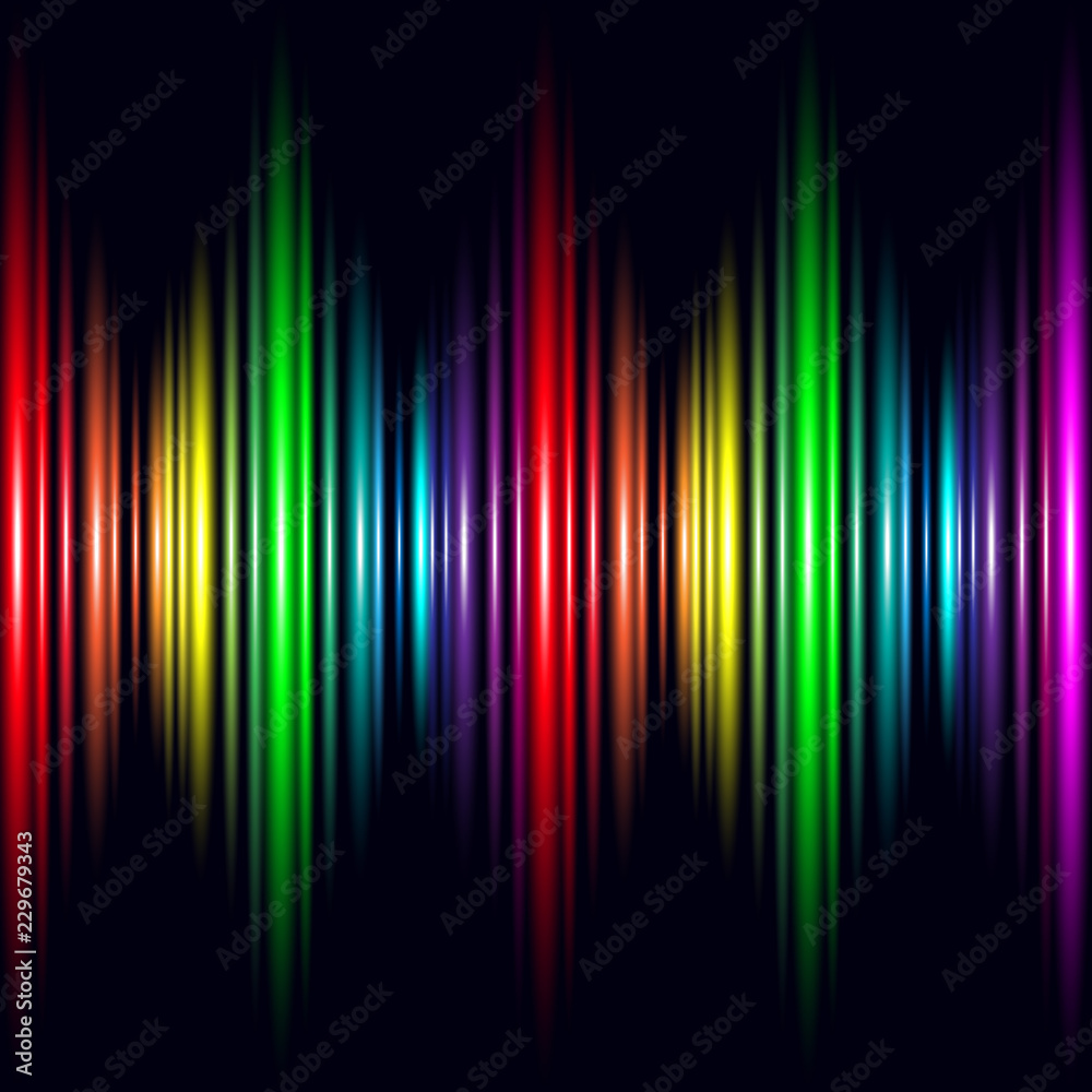 Abstract Rainbow Light Effect electronic wave music vector background