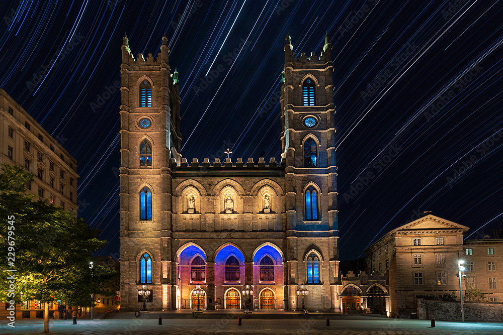 Notre Dame church at Night in Montreal