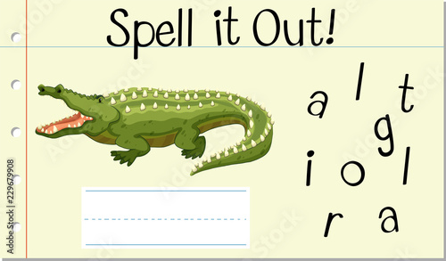 Spell English word crocodile
