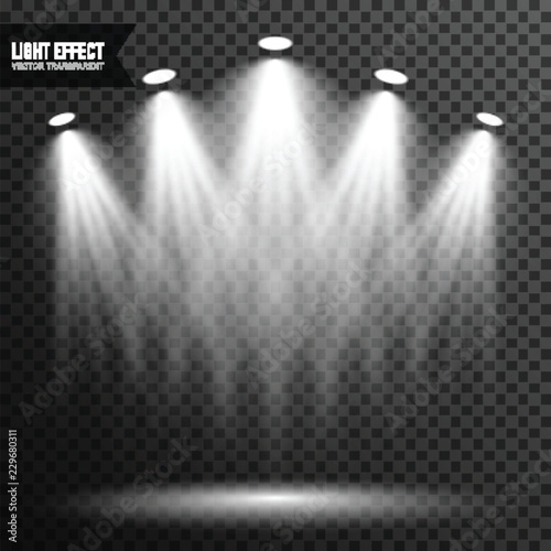 Spotlight illumination stage podium, concert, scene light effect vector transparent