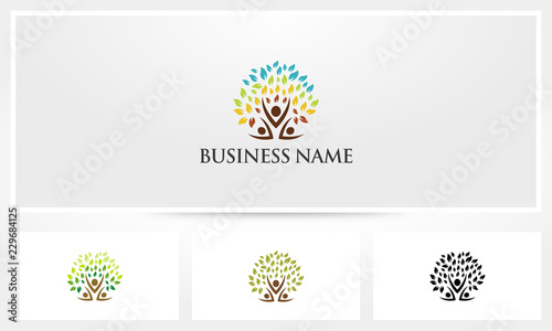 Parent Children Tree Family Logo