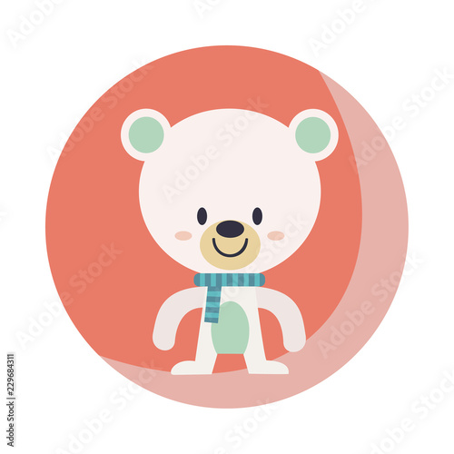 Beautiful vector illustration with nice, smiling bear. Christmas card, poster. Stock vector. 