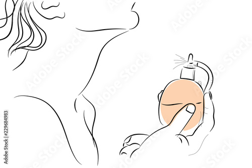 Illustration with woman and parfume