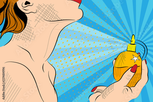 Illustration with woman and parfume