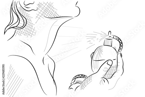 Illustration with woman and parfume