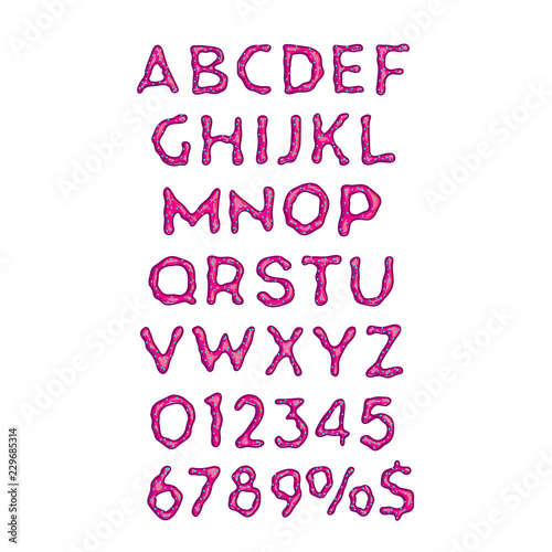 Glazed cookies alphabet vector set