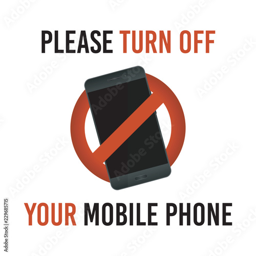 Please turn off your mobile phone, vector sign.
