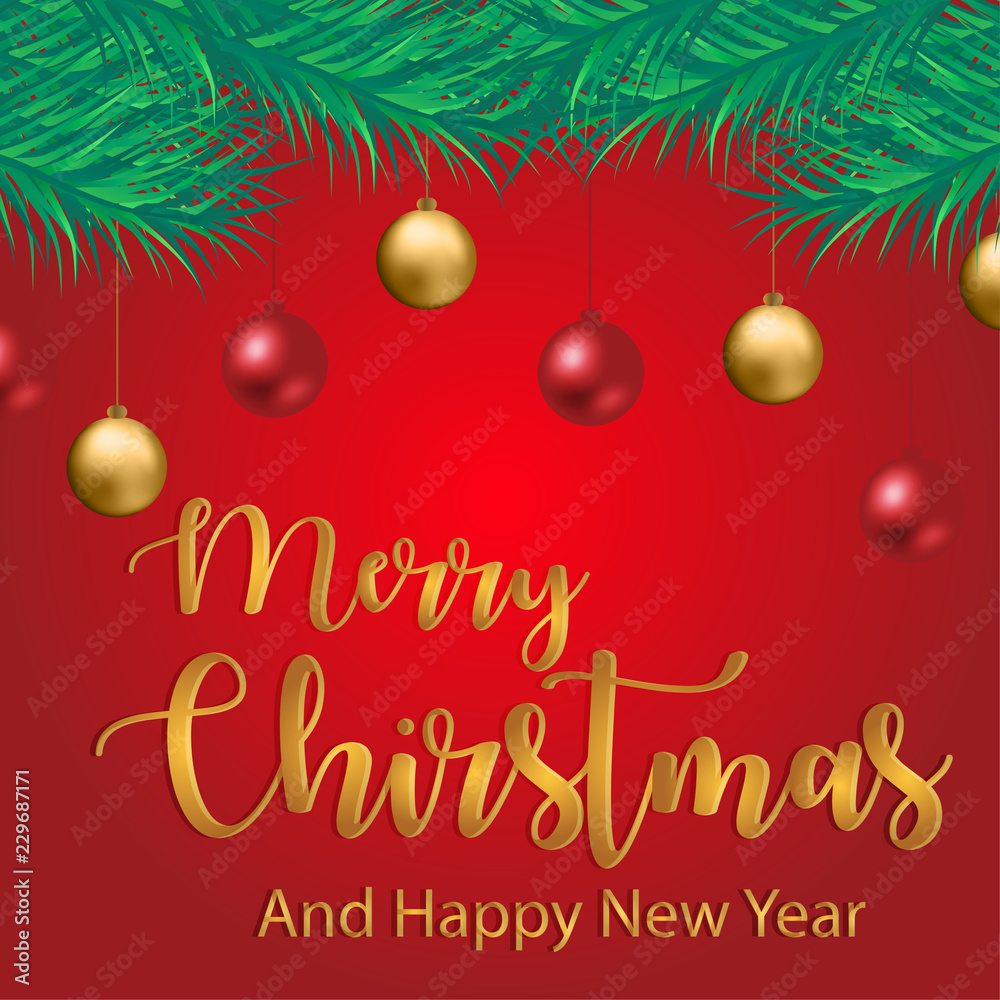 Merry christmas greeting card with ball