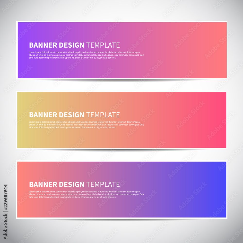 Banners or headers with trendy bright gradient colorful background