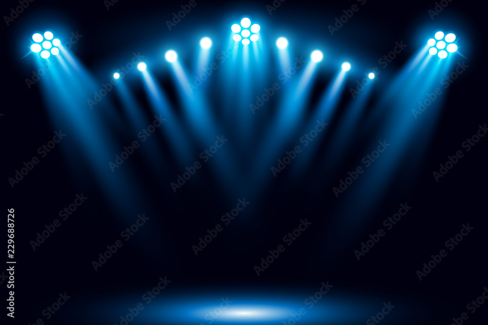 Blue stage arena lighting background with spotlight vector illustration  Stock Vector | Adobe Stock