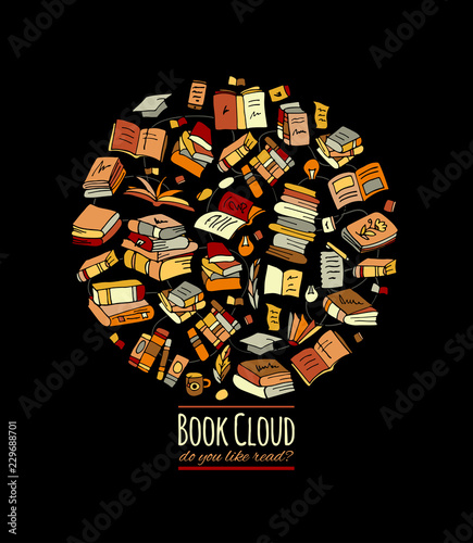 Books collection, sketch for your design