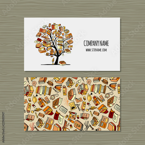 Books library, business card design