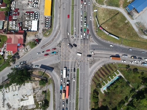 An aerial view of a T junction