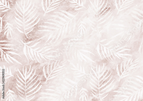 White palm leaves pattern empty copper paper background