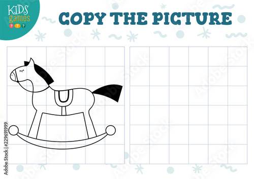 Copy picture vector illustration. Educational game for preschool kids