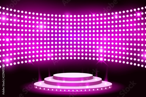 Wall led light screen stage with lightbulp background vector illustration photo