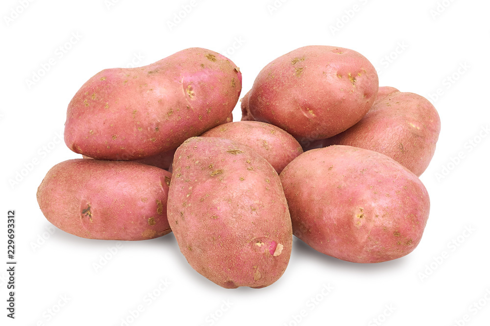 pink potato pile on white background pink potato pile on white background