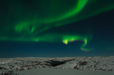 Aurora, Northern lights, night, tundra in winter.