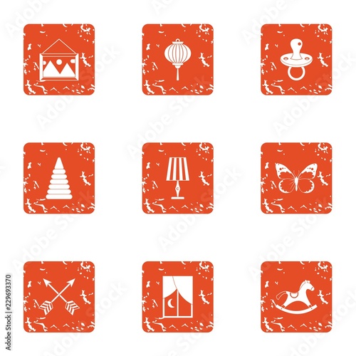 Boyishness icons set. Grunge set of 9 boyishness vector icons for web isolated on white background