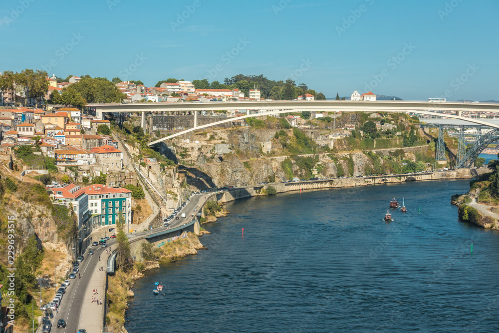 Porto, Portugal. Beautiful sunny day of the Douro river 