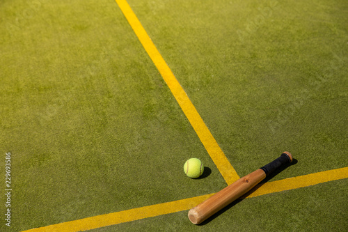 Rounders, baseball, cricket bat and ball