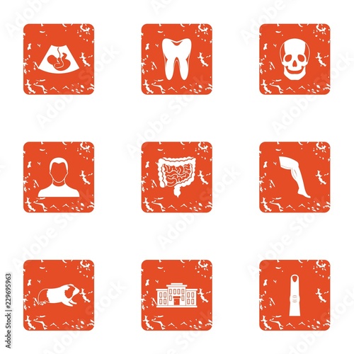 Maturation icons set. Grunge set of 9 maturation vector icons for web isolated on white background