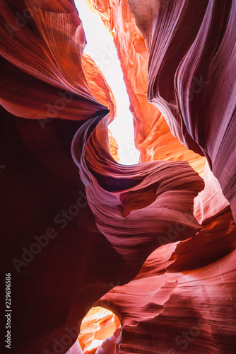 View of Antelope Canyon on light sky background