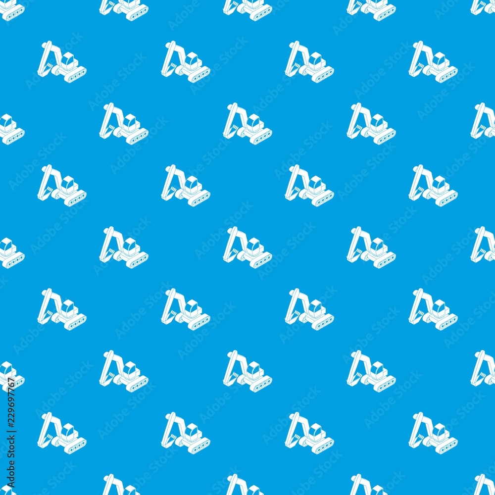 Excavator pattern vector seamless blue repeat for any use Excavator pattern vector seamless blue repeat for any use