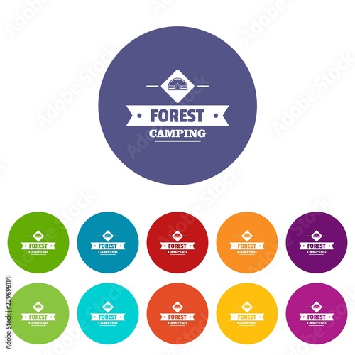 Forest camping icons color set vector for any web design on white background
