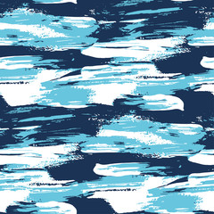 Wandcirkels Zee patronen Blauwe penseelstreken modern waterpatroon  © galyna_p