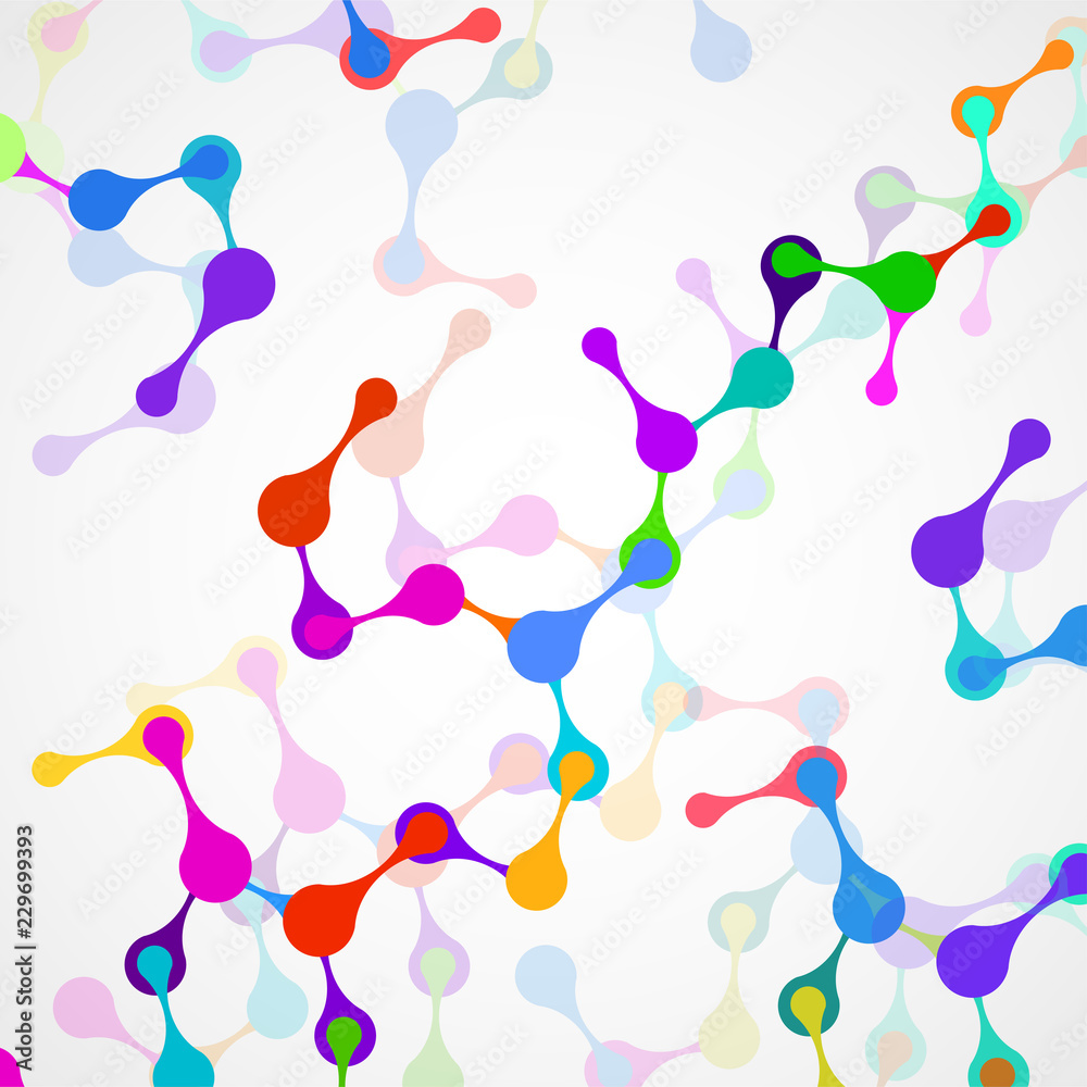 Abstract molecule structure of DNA, colorful background