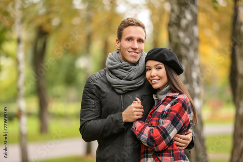 Loving young couple on romantic date in autumn park © Pixel-Shot