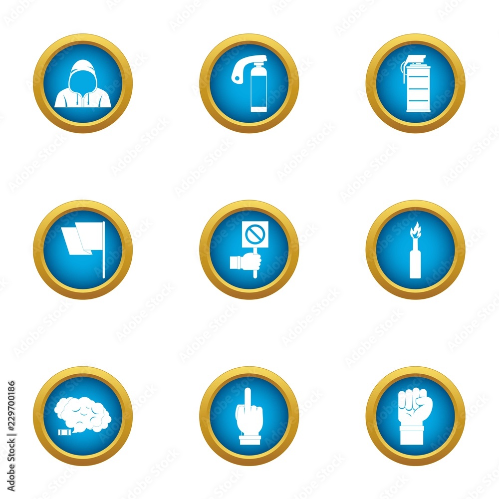 Threat icons set. Flat set of 9 threat vector icons for web isolated on white background Threat icons set. Flat set of 9 threat vector icons for web isolated on white background