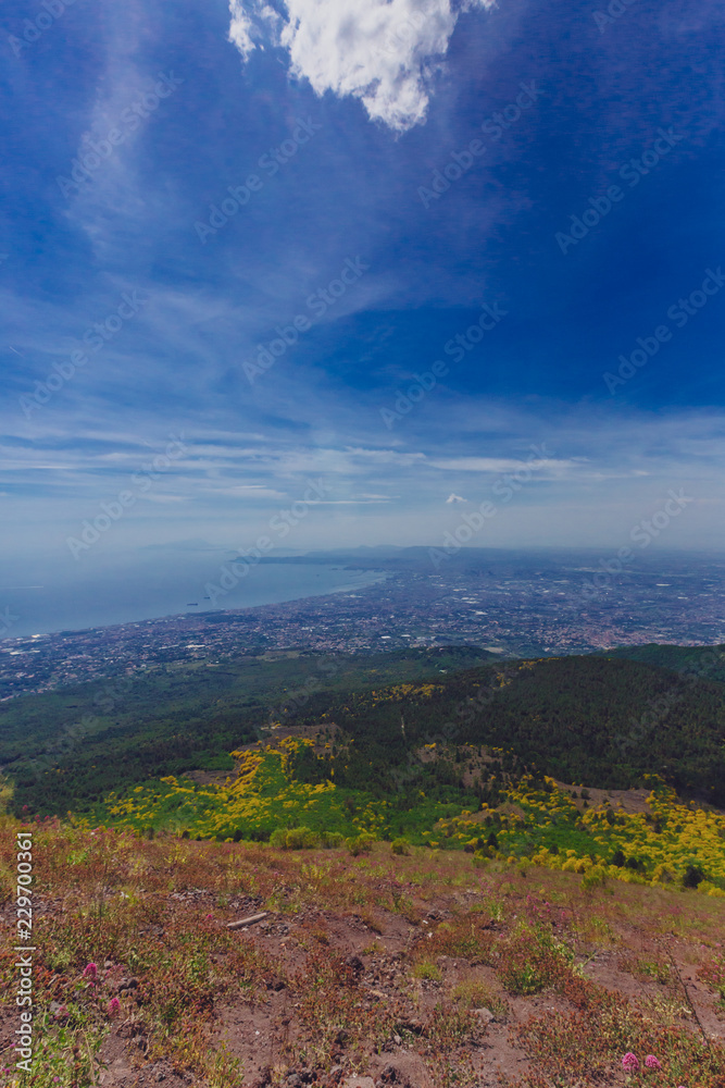 Landscape and Gulf of Naples viewed from Mount Vesuvius, Italy