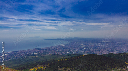 Landscape and Gulf of Naples viewed from Mount Vesuvius  Italy