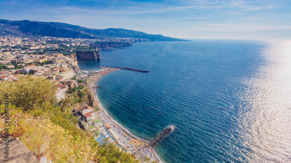 Landscape and the Gulf of Naples, near Mount Vesuvius, in Southern Italy