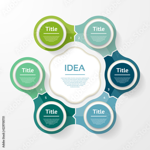 Vector infographic template for diagram, graph, presentation and chart. Business concept with 6 options, parts, steps or processes