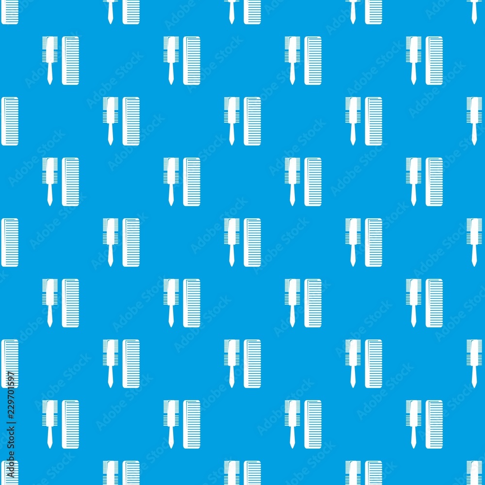 Hair comb pattern vector seamless blue repeat for any use