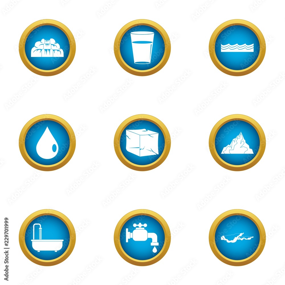 Water drop icons set. Flat set of 9 water drop vector icons for web isolated on white background Water drop icons set. Flat set of 9 water drop vector icons for web isolated on white background