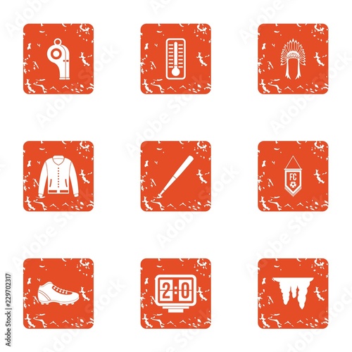 Fan icons set. Grunge set of 9 fan vector icons for web isolated on white background