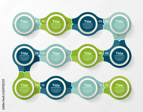Vector infographic template for diagram, graph, presentation and chart. Business concept with 12 options, parts, steps or processes