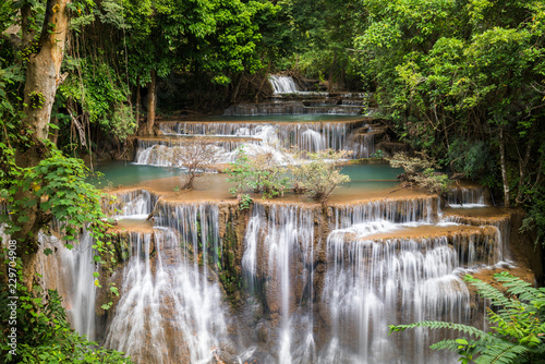 Waterfall in Thailand  called Huay or Huai mae khamin in Kanchanaburi Provience