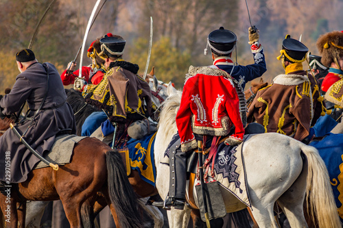 Maloyaroslavets, Russia - October 14, 2018: Historical reconstruction of the Maloyaroslavets battle of 1812 photo